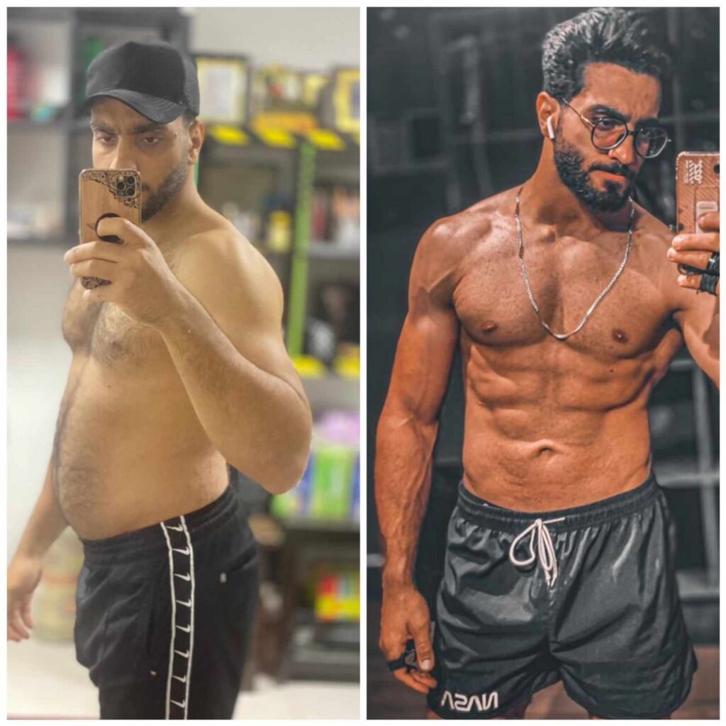 Before and after transformation for Mahmoud Baiomy